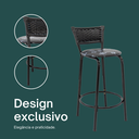 Ver imagem 4 de Kit 3 Banquetas para Balcão Cozinha Gourmet Junco Preto Bancada Ilha Banco 60cm Itagold