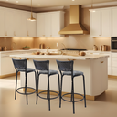 Ver imagem 6 de Kit 3 Banquetas para Balcão Cozinha Gourmet Junco Preto Bancada Ilha Banco 60cm Itagold