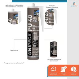 Kit Aplicador de Silicone + 2 Cola Selante Adesivo Pu 40 Cinza 400g Unipega Construção e Vedação - 2