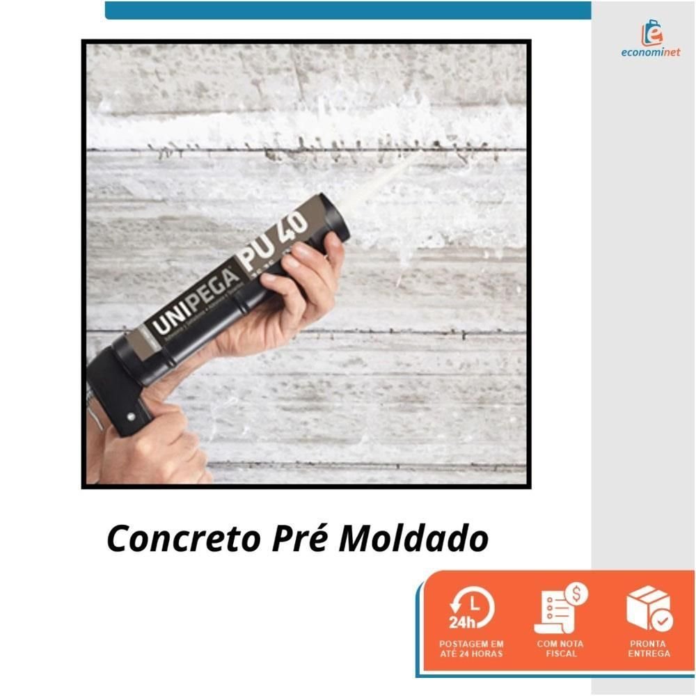 Kit Aplicador de Silicone + 2 Cola Selante Adesivo Pu 40 Cinza 400g Unipega Construção e Vedação - 6