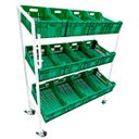 Ver imagem 2 de Expositor de Frutas 12 Caixas com Rodas e Suporte para Sacola