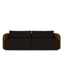 Ver imagem 2 de Sofá Living Sala de Estar Abel 240cm Bipartido Pés de Madeira Pu/veludo Marrom/preto G33 - Gran Belo