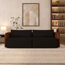 Ver imagem 1 de Sofá Living Sala de Estar Abel 240cm Bipartido Pés de Madeira Pu/veludo Marrom/preto G33 - Gran Belo