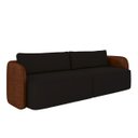 Ver imagem 5 de Sofá Living Sala de Estar Abel 240cm Bipartido Pés de Madeira Pu/veludo Marrom/preto G33 - Gran Belo