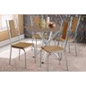 Sala de Jantar Completa Volga Tampo Madeirado C/ Vidro 105x105cm e 4 Cadeiras Lisboa Cromado/freijo/ - 1