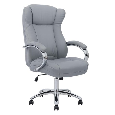 Cadeira Escritório Presidente Boss com Base Cromada - Corino Cinza - 31403