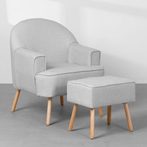 Poltrona Capri com Puff - Cinza Neblina Abra Cadabra