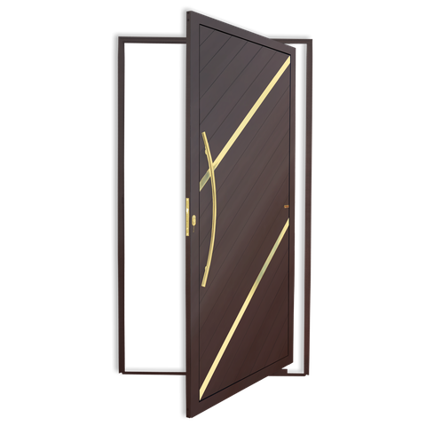 Porta Pivotante Lambril Duna c/Puxador e. Super Marrom Corten Dourado 120 Brimak