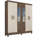 Ver imagem 1 de Guarda-roupa Casal Real 6 Portas 2 Gavetas com Espelho Atualle Móveis