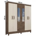 Ver imagem 3 de Guarda-roupa Casal Real 6 Portas 2 Gavetas com Espelho Atualle Móveis