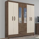Ver imagem 2 de Guarda-roupa Casal Real 6 Portas 2 Gavetas com Espelho Atualle Móveis
