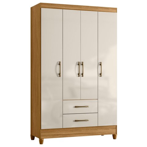 Guarda Roupa Solteiro 111cm 4 Portas Évora M07 Freijó/off - Mpozenato