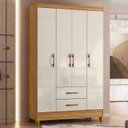 Ver imagem 2 de Guarda Roupa Solteiro 111cm 4 Portas Évora M07 Freijó/off - Mpozenato