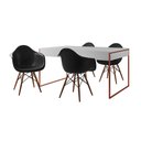 Ver imagem 6 de Mesa Jantar Industrial Filadélfia Branca 137x90cm Base Cobre com 4 Poltronas Pretas Mad Branco