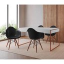 Ver imagem 1 de Mesa Jantar Industrial Filadélfia Branca 137x90cm Base Cobre com 4 Poltronas Pretas Mad Branco
