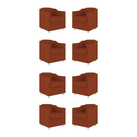 Kit 08 Cadeiras Poltronas Decorativas Sala de Espera Clinica Tecido Cor:terracota