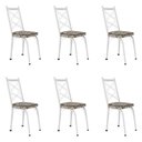 Ver imagem 1 de Kit 6 Cadeiras de Cozinha Delaware Estampado Cedro Pés de Ferro Branco