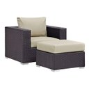 Ver imagem 1 de Poltrona com Puff em Alumínio e Fibra Sintética para Sala Sacada e Jardim