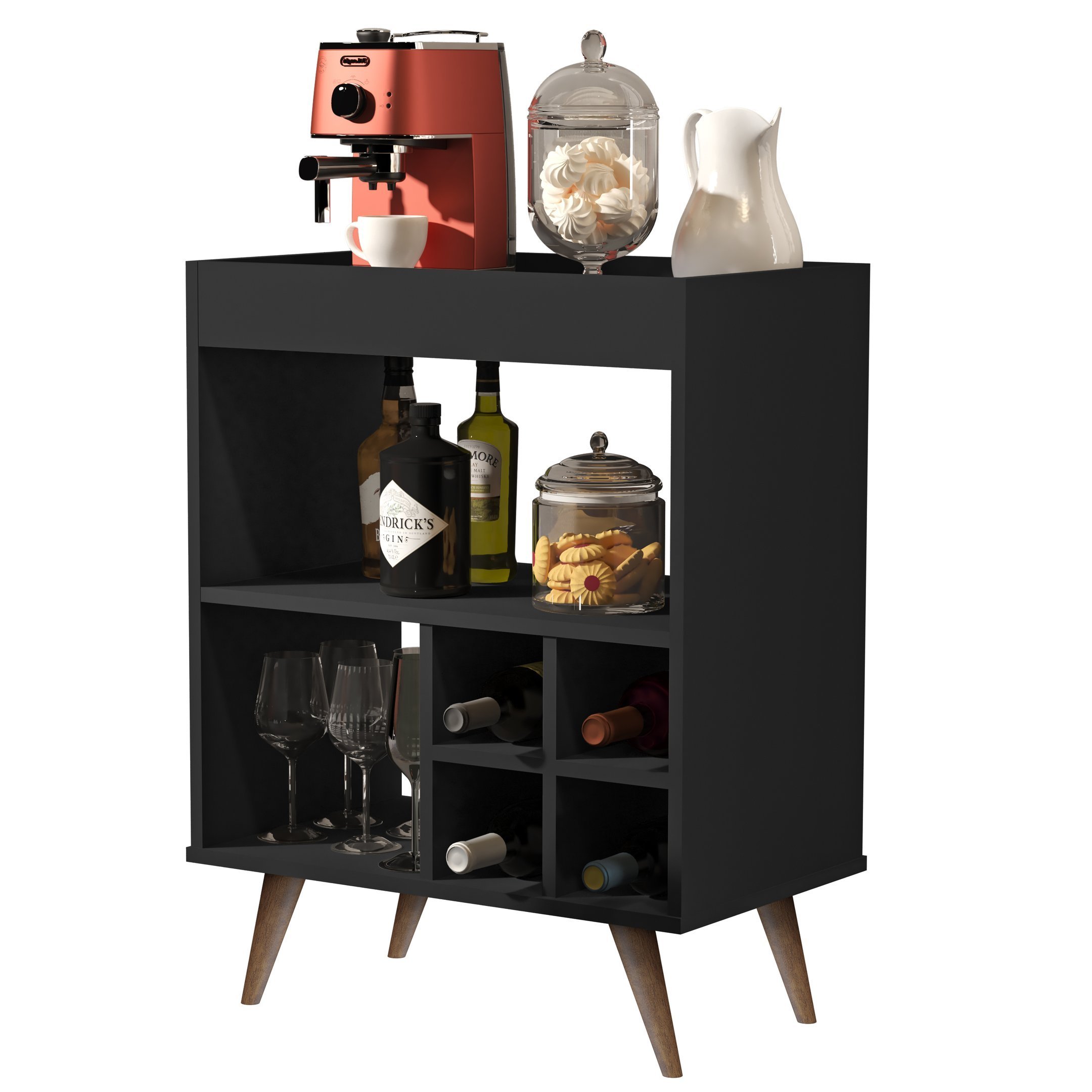 Aparador Buffet Encanto Com Adega: Preto