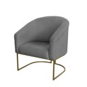 Ver imagem 3 de Kit 4 Poltronas Decorativa Luana Base Ferro Dourada Suede - Twdecora