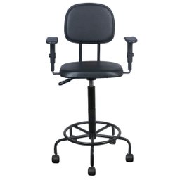 Cadeira Caixa Alta L Duplo com Braço Base Semi Corano Preto - 1