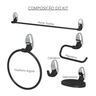 Kit Acessórios para Banheiro 5 Peças Linha Delicato Cor Preto e Cromado Durín - 4