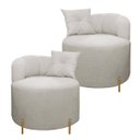 Ver imagem 1 de Conjunto 2 Poltronas Decorativas Grecia Linho Bouclê Bege com Pés de Metal Sofa Store