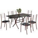 Ver imagem 2 de Conjunto Sala de Jantar Mesa Retangular 140x75cm Tampo Madeira MDP Indiana 6 Cadeiras Rio Marrom/Preto Floral