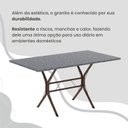Ver mais imagens de Conjunto Sala de Jantar Mesa Retangular 100x60cm Tampo Granito Ocre 4 Cadeiras Rio Marrom/C.