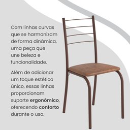 Conjunto Sala de Jantar Mesa Retangular 100x60cm Tampo Granito Ocre 4 Cadeiras Rio - 7