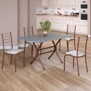 Ver imagem 1 de Conjunto Sala de Jantar Mesa Retangular 100x60cm Tampo Granito Ocre 4 Cadeiras Rio