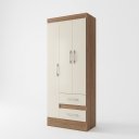 Ver imagem 2 de Guarda-Roupa Solteiro 3 Portas 2 Gavetas Castanho Off White Nobre