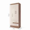 Ver imagem 3 de Guarda-Roupa Solteiro 3 Portas 2 Gavetas Castanho Off White Nobre