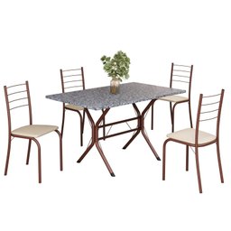 Conjunto Sala de Jantar Mesa Retangular 100x60cm Tampo Granito Ocre 4 Cadeiras Rio - 2