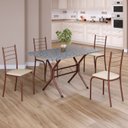 Ver imagem 1 de Conjunto Sala de Jantar Mesa Retangular 100x60cm Tampo Granito Ocre 4 Cadeiras Rio