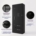 Ver imagem 4 de Guarda-Roupa Solteiro 3 Portas 2 Gavetas Nobre Preto