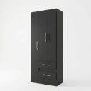 Ver imagem 2 de Guarda-Roupa Solteiro 3 Portas 2 Gavetas Nobre Preto