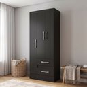 Ver imagem 1 de Guarda-Roupa Solteiro 3 Portas 2 Gavetas Nobre Preto