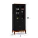 Ver imagem 4 de Cristaleira 4 Portas 2 Prateleiras 1 Gaveta e Pés Luiz Xv 60308 Linz Móveis - Preto/imbuia