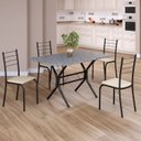 Ver imagem 1 de Conjunto Sala de Jantar Mesa Retangular 100x60cm Tampo Granito Ocre 4 Cadeiras Rio