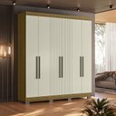 Ver imagem 1 de Guarda Roupa Dakota Casal 6 Portas Ripado Marrom/Freijo/Off White