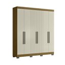 Ver imagem 3 de Guarda Roupa Dakota Casal 6 Portas Ripado Marrom/Freijo/Off White