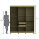 Ver imagem 5 de Guarda Roupa Dakota Casal 6 Portas Ripado Marrom/Freijo/Off White