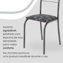 Ver imagem 6 de Conjunto Sala de Jantar Mesa Retangular 100x60cm Tampo Granito Ocre 4 Cadeiras Rio Prata/Preto Floral/Mart