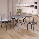 Ver imagem 1 de Conjunto Sala de Jantar Mesa Retangular 100x60cm Tampo Granito Ocre 4 Cadeiras Rio