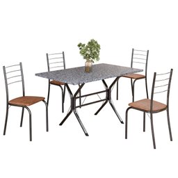 Conjunto Sala de Jantar Mesa Retangular 100x60cm Tampo Granito Ocre 4 Cadeiras Rio - 2