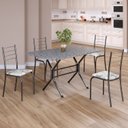 Ver imagem 1 de Conjunto Sala de Jantar Mesa Retangular 100x60cm Tampo Granito Ocre 4 Cadeiras Rio