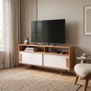 Ver imagem 1 de Rack para TV até 65 Polegadas 150cm 2 Portas de Correr Pé Palito Off White Freijó