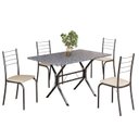 Ver imagem 2 de Conjunto Sala de Jantar Mesa Retangular 100x60cm Tampo Granito Ocre 4 Cadeiras Rio