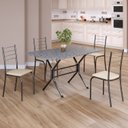 Ver imagem 1 de Conjunto Sala de Jantar Mesa Retangular 100x60cm Tampo Granito Ocre 4 Cadeiras Rio